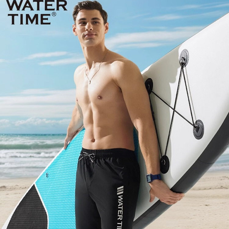 WaterTime沙滩裤男海边速干宽松大码度假五分游泳裤男款冲浪短裤