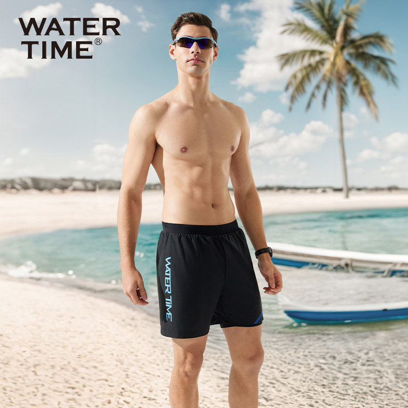 WaterTime 游泳裤男士成人速干防尴尬专业训练大码五分泳裤男款