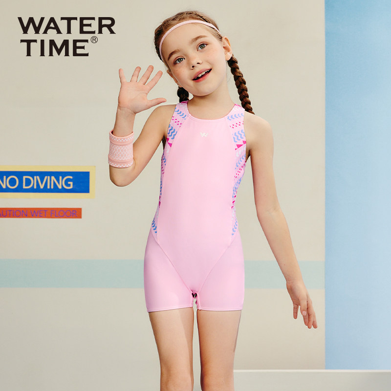 WaterTime儿童泳衣女孩夏连体竞赛中大童游泳衣2025新款女童泳装