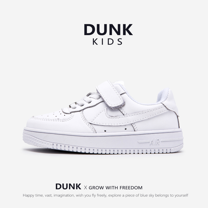 Children's White Shoes 2026 Spring and Autumn New Air Force One Kids' Shoes Genuine Leather Kids' Sneakers Breathable Boys' Sports Shoes