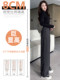 Retro brown woolen casual pants for women in autumn and winter plus velvet high waist 150 small people drape straight wide leg pants xs