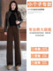 Retro brown woolen casual pants for women in autumn and winter plus velvet high waist 150 small people drape straight wide leg pants xs