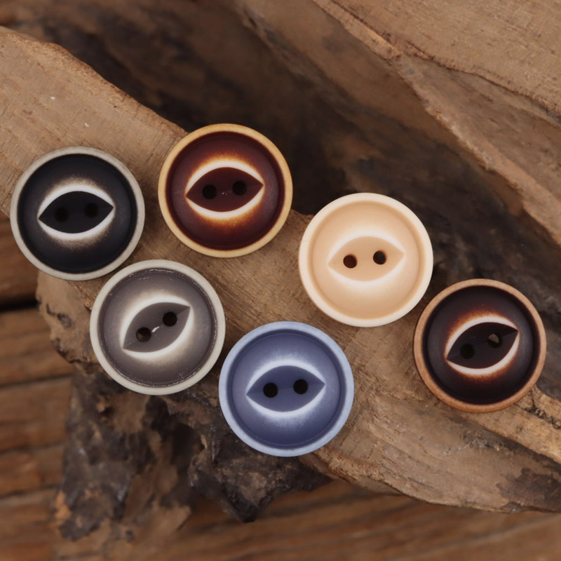 Beige Fisheye Henry Old Washed Gradient Color High-End Suit Coat Buttons Denim Blue Shirt Buttons