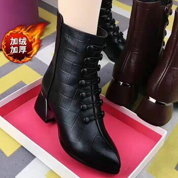 Ethnic Style Mid-Calf Boots for Women 2025 Autumn and Winter New Style Fleece-Lined Thickened Martin Boots with Chunky Heels Short Boots New Chinese Style Leather Boots for Women
