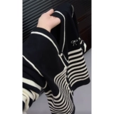 Модный дизайнерский черный кардиган, осенний, тренд сезона, V-образный вырез, свободный крой, по фигуре