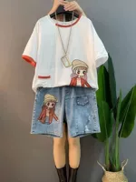 Белые синие шорты, короткий рукав