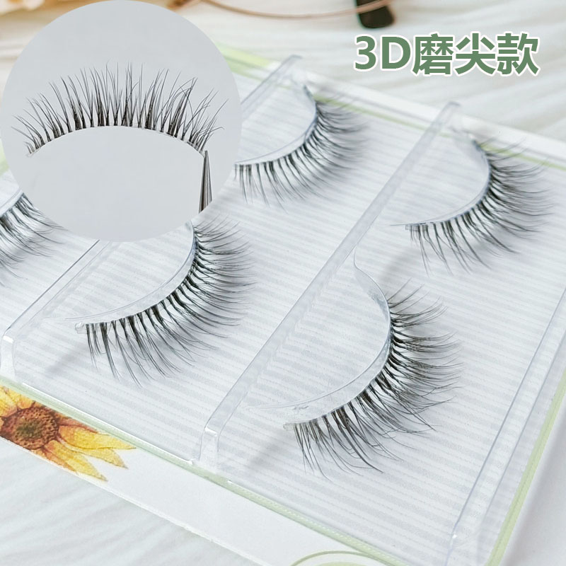 Three pairs of transparent stalk false eyelashes natural simulation sharpening and curling fairy net red daily fake makeup photo studio bride