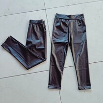 Trousers leather outskirt of cotton pants New CUHK Hood Pants Imitation Leather Pants Woman Big Child Cover Cotton Pants Elastic Pants Imitation Leather Bright