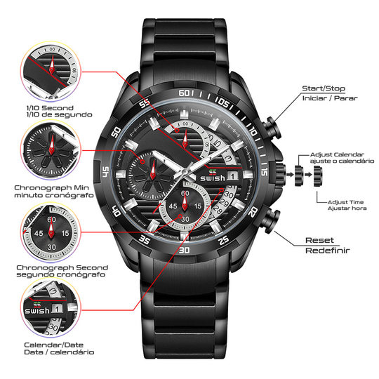 2022高端新款钢带商务防水手表男士时尚腕表 工厂石英表