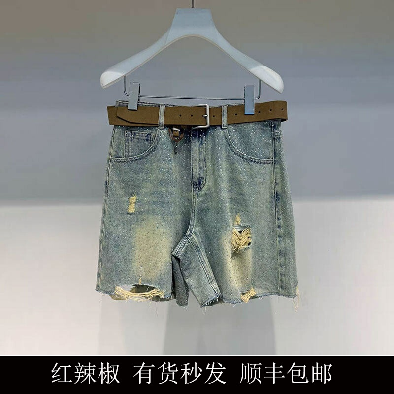 Revanyaya 2026X New Summer Style High-Waisted Distressed Denim Breeches Rk31305171