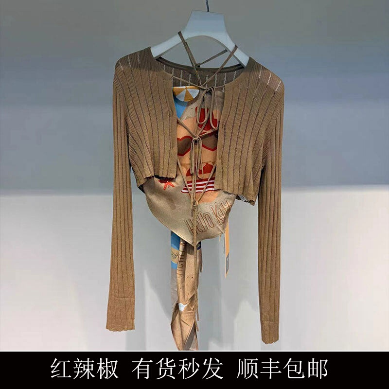 Revanyaya 2026 Summer New Retro Halter Neck Knitted Cardigan for Women Rk30801097