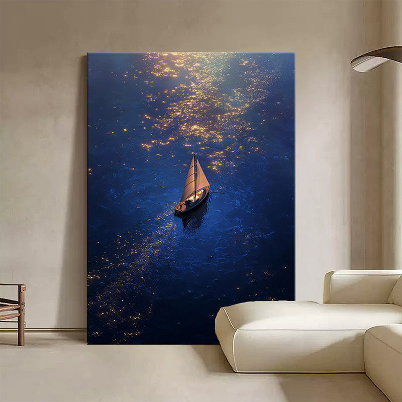 "Light Sails Chasing Dreams" Italian-Style Light Luxury Landscape Minimalist Large Floor-To-Ceiling Decorative Painting for Living Room Entrance with a High-End Feel