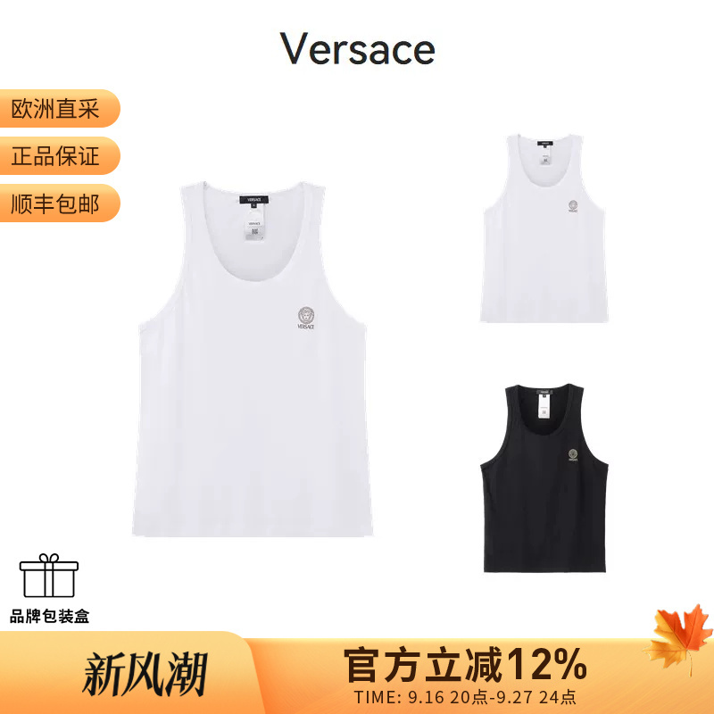 Versace Men's Sleeveless Crew Neck Sweatshirt Vest T-Shirt Auu01012 1A10011 Versace Men's Sleeveless Crew Neck Sweatshirt Vest T-Shirt Auu01012 1A10011