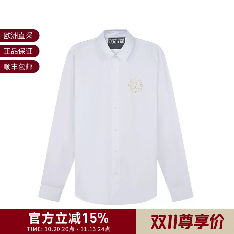 [Premium Selection] Vjc Versace Men's V-Shaped Emblem Pattern Long-Sleeved Shirt 73Gal2S7 Cn001