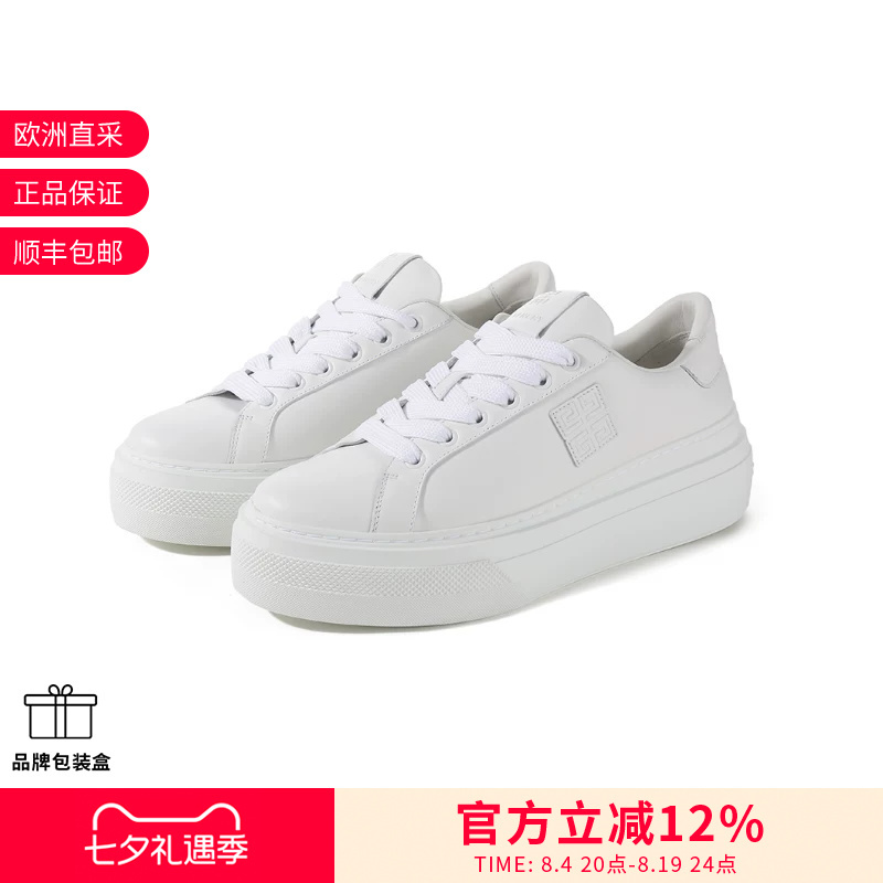 [Premium Selection] Givenchy Women's Thick-Soled White Sneakers Lace-Up Casual Sports Shoes Be003Fe23E