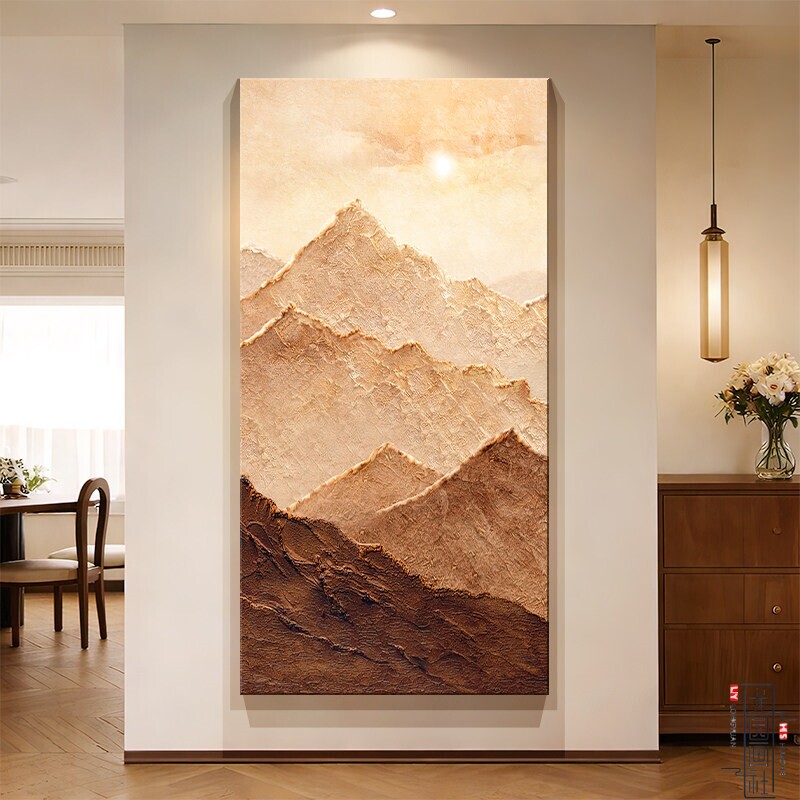 Medieval Style Sunlight Golden Mountain Entrance Decorative Painting 2026 New Model Entrance Door Hanging Painting Sandstone Three-Dimensional Corridor Wall Art Medieval Style Sunlight Golden Mountain Entrance Decorative Painting 2026 New Model Entrance Door Hanging Painting Sandstone Three-Dimensional Corridor Wall Art