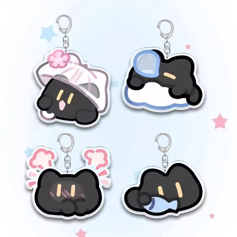 Little Black Cat Nian Peripheral Keychain Acrylic Backpack Pendant Cute Cartoon Student Couple High-Value Gift