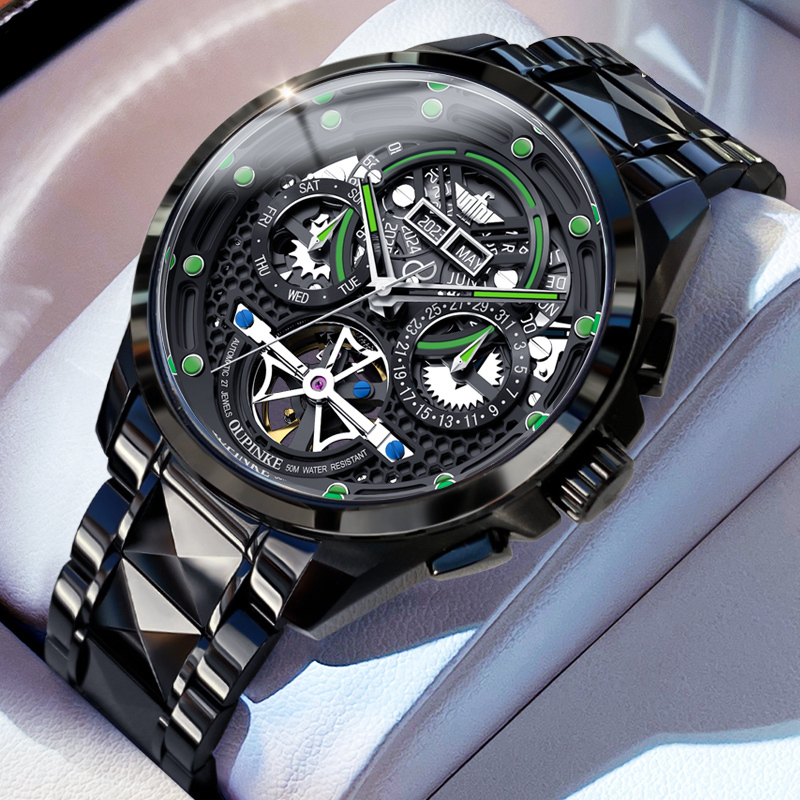 Swiss Certified Rongyaoqin Watch Men's Fully Automatic Mechanical Watch Waterproof Tourbillon Multi-Functional Trendy Men's Watch
