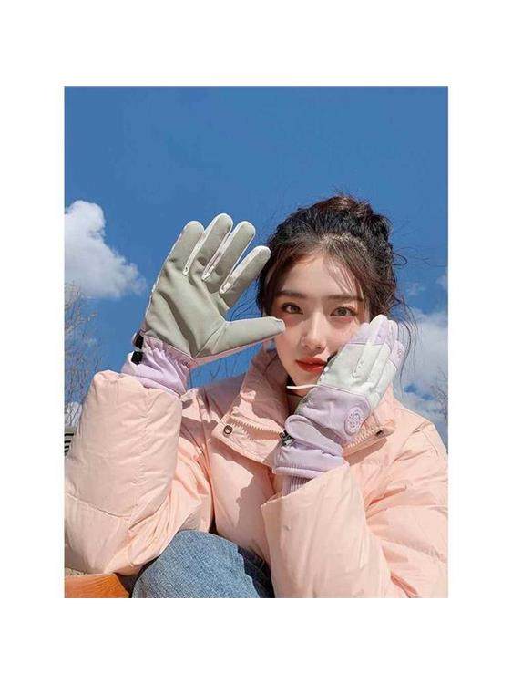 Winter Fleece-Lined Warm Ski Gloves, Motorcycle Waterproof, Windproof, Anti-Slip, Electric Scooter Riding Gloves, Outdoor Professional