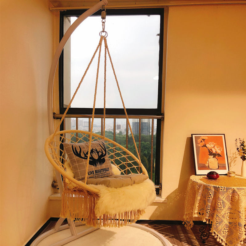 Rocking chair hanging basket ins Nordic net red balcony flow Su Swings Indoor Single Cradle Chair Sloth bird's nest swings