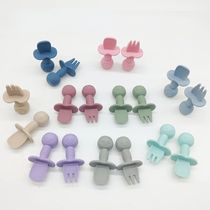 Childrens Bear Fork Spoon Set Baby Eating Training Silico