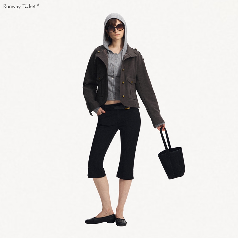 Runway Ticket Napoleon Retro Copper Buckle Work Jacket Women's Autum Stand Collar Short Jacket Runway Ticket Napoleon Retro Copper Buckle Work Jacket Women's Autum Stand Collar Short Jacket