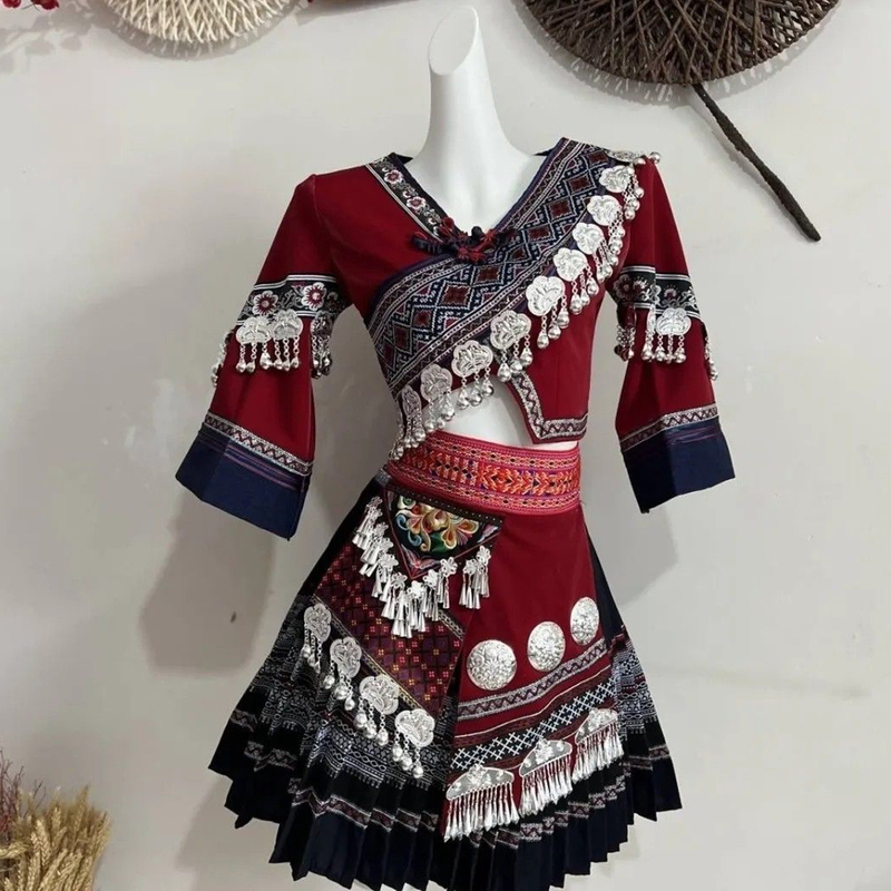 Purely Handmade Freshly Made Miao Yunnan New Clothing Ethnic Minority Clothing Aomao Performance Clothing Solo Dance Performance