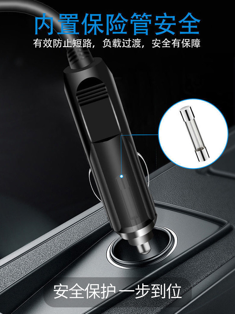 Car Cup Charger with Dual Cigarette Lighter Adapter, Three USB Ports, Multifunctional Ambient Light Cup Charger