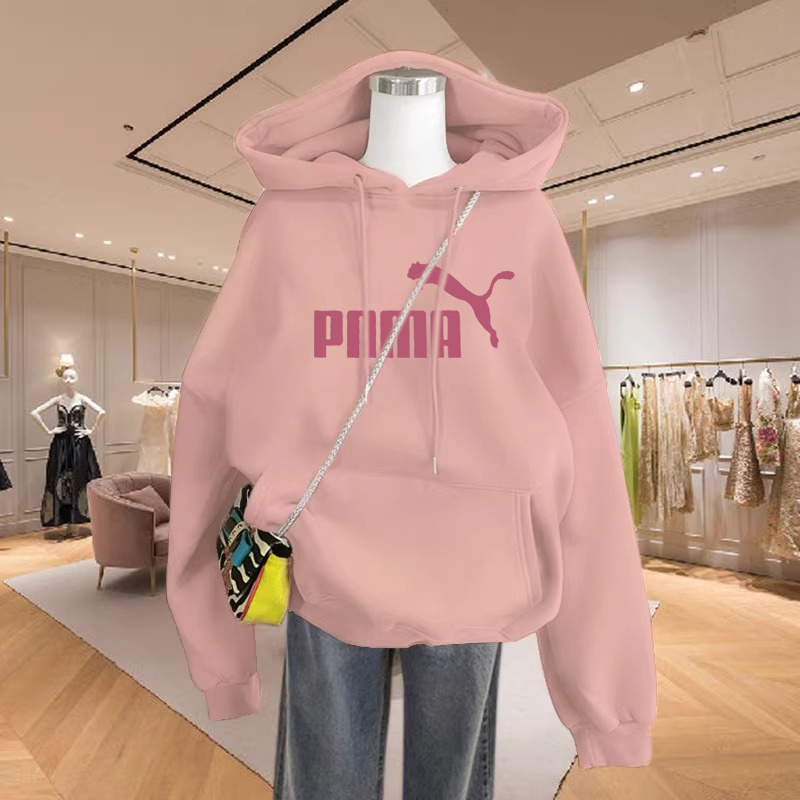 Authentic Outlet Pink Hooded Oversized Loose Fleece Sweatshirt for Women with Fleece Design, Niche Jacket