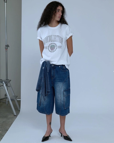 Корейский подлинный oioi1042610 хлопок 100 мужской и женский и тот же ретро -короткий топ