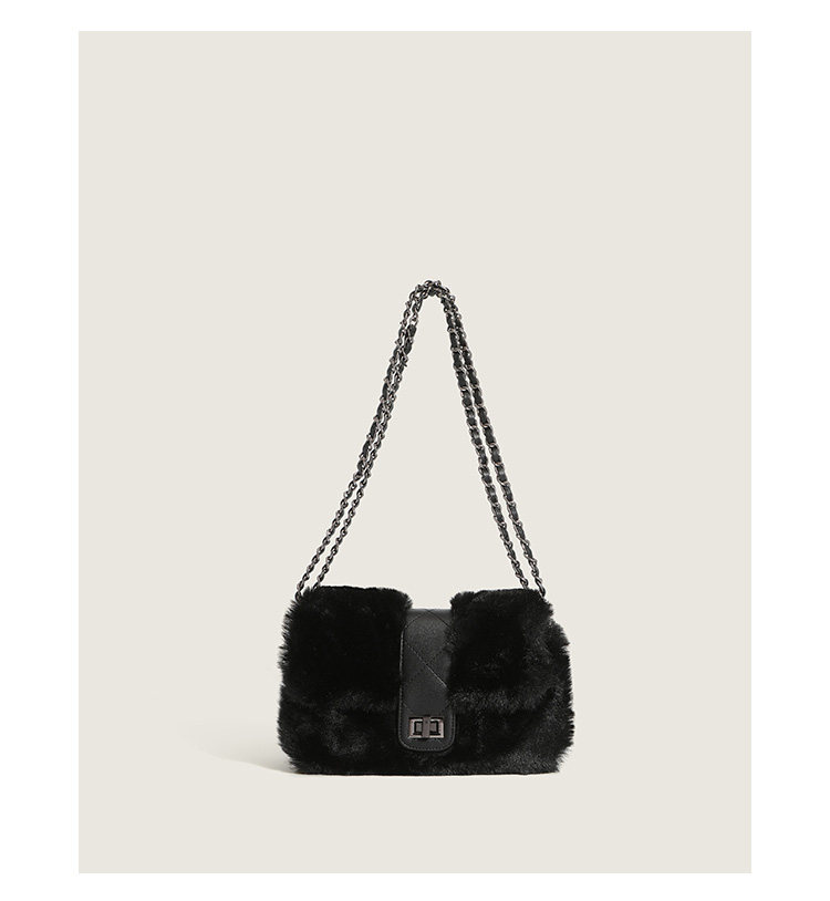 Borsa a tracolla donna in peluche con catena, pochette elegante_voghion.com