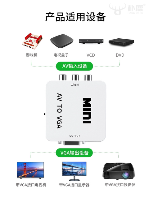 Vga to Av Converter Av to HDMI High-Definition Set-Top Box Dvd Game Console Connected to Monitor Old-Fashioned Tv Rca Three-Color Interface High-Definition Cable Video Audio Rca Plug