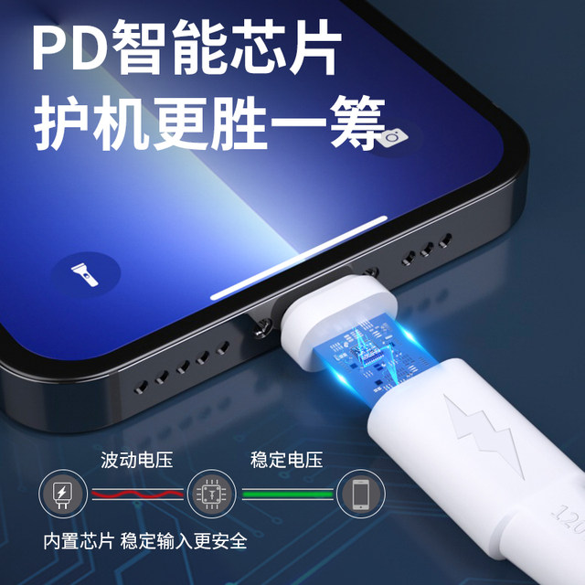 iPhone 13 Apple Pd Fast Charging Data Cable 120W Suitable for iPad 13 Xr 11 Pro Max 120W Mobile Phone Charger Type-C to Lightning XS Tablet Extended 1.5m Max Flash Charging Cable