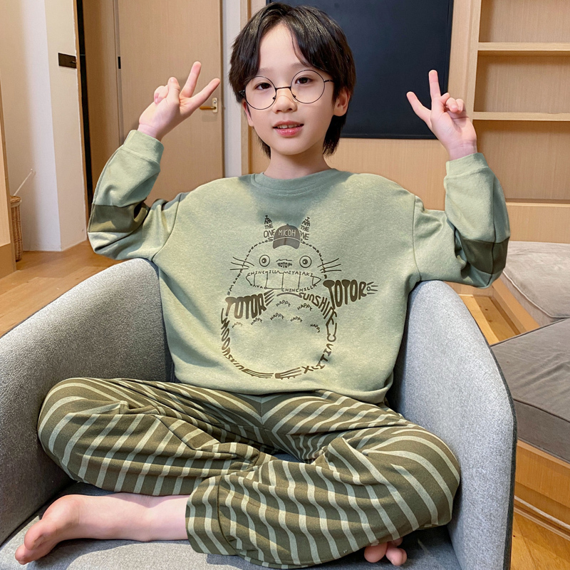 Japanese Imported Children's Pajamas for Boys, Pure Cotton, Thin Long-Sleeved, All-Cotton, Big Kids, Cartoon Anime Loungewear Set Japanese Imported Children's Pajamas for Boys, Pure Cotton, Thin Long-Sleeved, All-Cotton, Big Kids, Cartoon Anime Loungewear Set