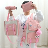 Комплект, школьный рюкзак, вместительная и большая модная сумка, 4 предмета, в корейском стиле, для средней школы, подходит для подростков