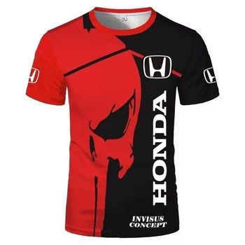 Summer New Men's 3D Printed Honda Motorcycle Fashion Harajuku Style Casual Fashion Round Neck Short Sleeves