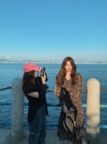 Korean Ensemble Ooney Wind Long Sleeve V Neckline Crummy Skirt Woman 2022 new spring Lions dress gentle and slim snowspun long dress