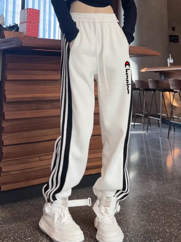Champion Rainbow Casual Sweatpants for Women, New Spring, Autumn, and Winter Fashion, Loose Fit, Slimming Striped Harem Jogger Pants
