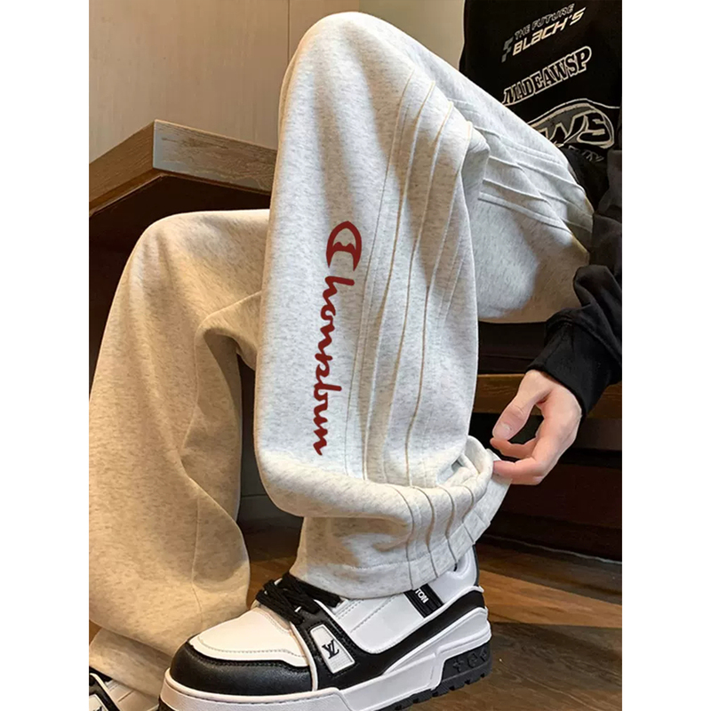 Jogging Champion American-Style Gray Sports Sweatpants for Women, New Spring and Autumn Trendy Brand Loose Casual Couple Straight Wide-Leg Pants Jogging Champion American-Style Gray Sports Sweatpants for Women, New Spring and Autumn Trendy Brand Loose Casual Couple Straight Wide-Leg Pants