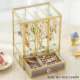 Vintage Glass Jewelry Storage Box Dustproof Style with Gold Edge for Organizing Earrings, Rings, and Jewelry Accessories