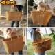 Floral Blue Woven Basket Bamboo Basket Storage Basket Picnic Basket ins Large Portable Rattan Shopping and Picking Basket