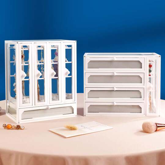 Ins Simple Jewelry Storage Box Earrings Necklace Ear Studs Ring Jewelry Hanger Dust-Proof Jewelry Box Multi-Layer High-End