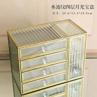 Internet-Famous Glass Jewelry Storage Box, Anti-Oxidation Ring, Watch, Ear Studs, Earrings, Necklace Jewelry Desktop Organizer