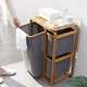 Bathroom Fabric Multifunctional Laundry Basket, Dirty Clothes Storage Bin, Large Bedroom Laundry Hamper, Bamboo Wood Storage Rack, Ins Style