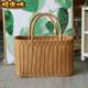 Floral Blue Woven Basket Bamboo Basket Storage Basket Picnic Basket ins Large Portable Rattan Shopping and Picking Basket