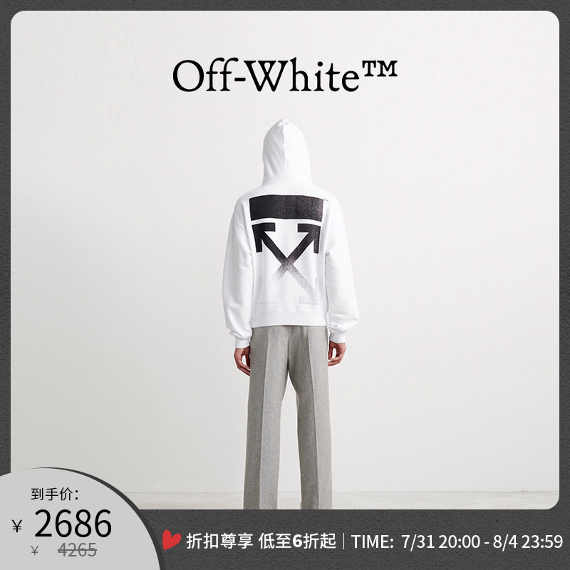OFF-WHITE men white asymptotic arrows OFF logos long sleeves loose even cap sports shirts