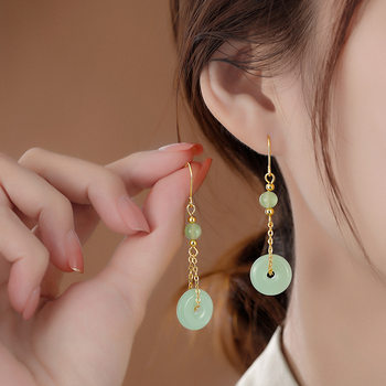 Hotan jade ping an ear wire new chinese style