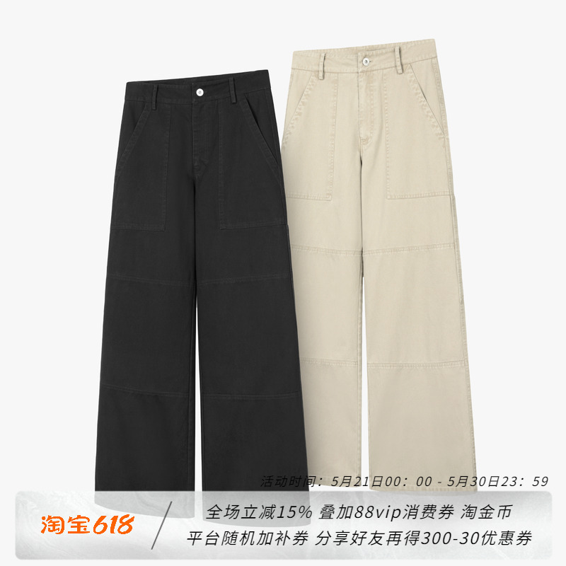 New Decay Workwear Painter Pants, Casual Loose Solid Color Straight Wide-Leg Trousers for Men