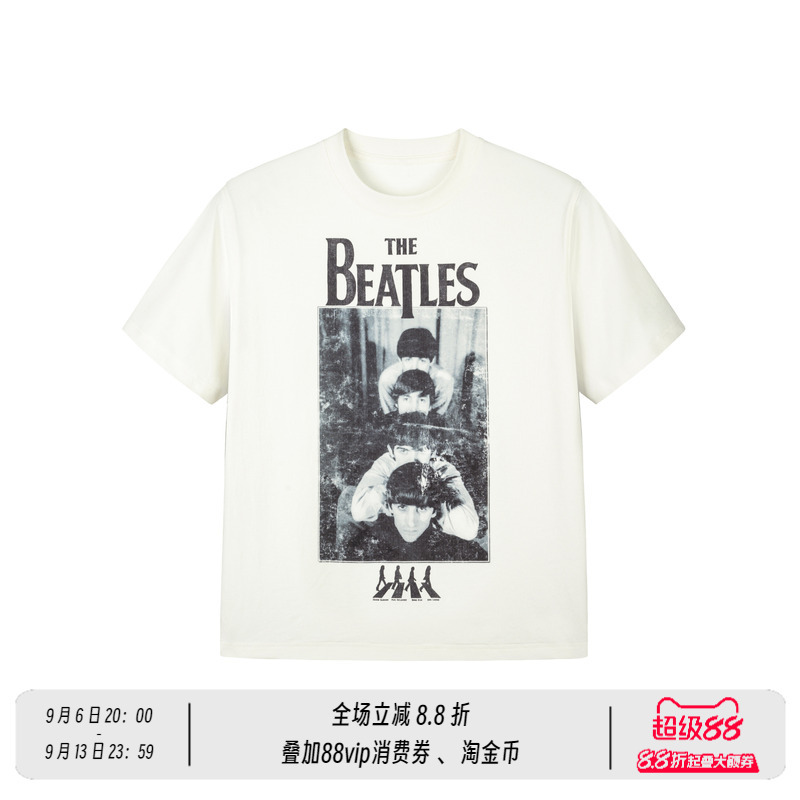 Newdecay Beatles Band Printed Tee Sorona Cool Fit Regular Shoulder Casual Short-Sleeved T-Shirt for Men and Women