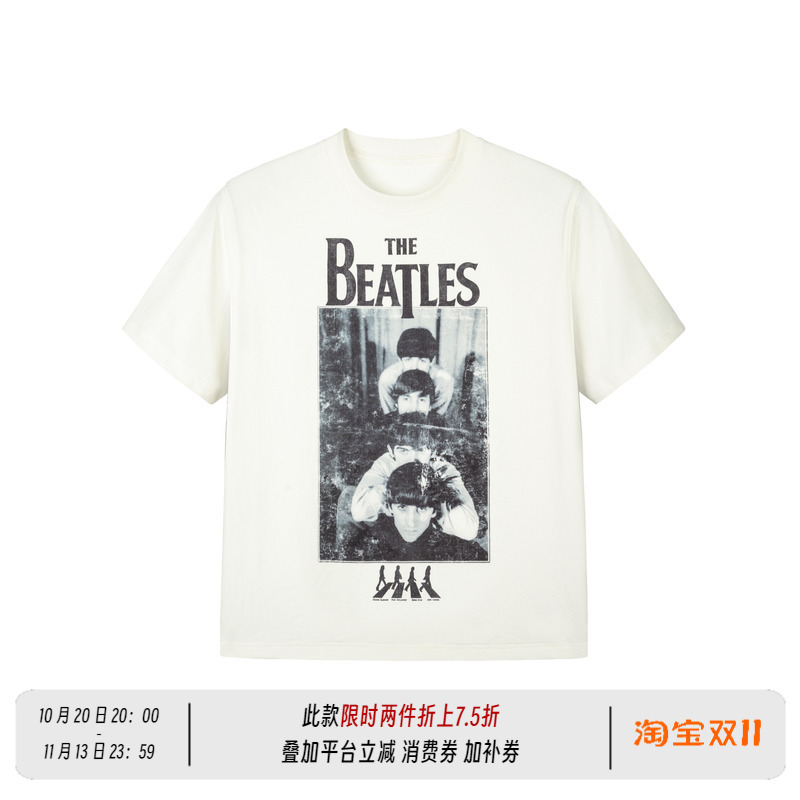 Newdecay Beatles Band Printed Tee Sorona Cool Fit Regular Shoulder Casual Short-Sleeved T-Shirt for Men and Women Newdecay Beatles Band Printed Tee Sorona Cool Fit Regular Shoulder Casual Short-Sleeved T-Shirt for Men and Women